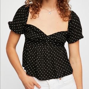 Free People Sweetheart Neck Puff Sleeve Top